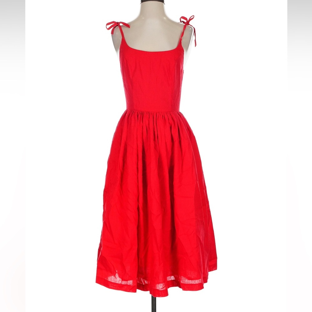 Hearts and Found Red Birdie dress linen